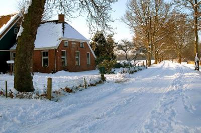 Glimmen, farm in snow