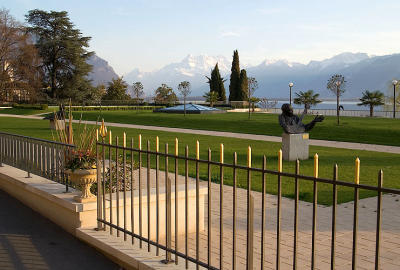 in front of the Montreux Palace