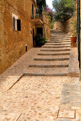 street with stairs