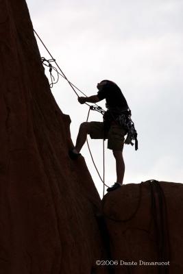 Sillhouette of a rock climber