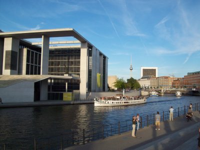 New government buildings across the river from the Reichstag Berlin GER