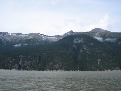 Mountains line the waterway to Skagway