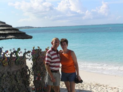 Connie and Pam on the beach (Provo, Turks and Caicos)