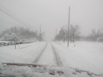Looking down the road Sunday morning in Muskogee Cty