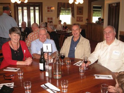 Joy with John's cousins (L-R) James, John and Bruce Lindsay at celebration of their mother, Mary's life (100 years)