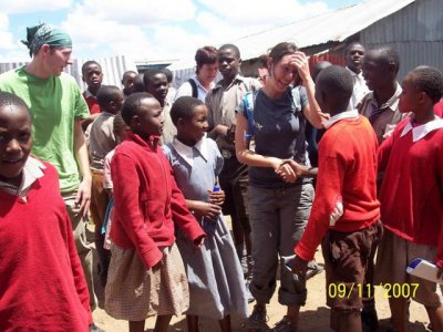 With the students at Mawira School