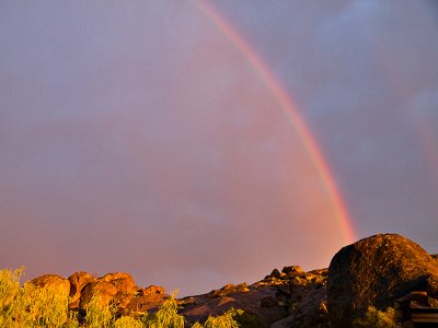 Rainbow over rocks