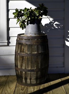 Barrel and coffee pot planter