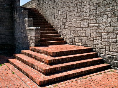 Brick staircase and wall