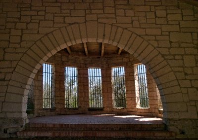 Detail of Rec. Hall arch and bandstand