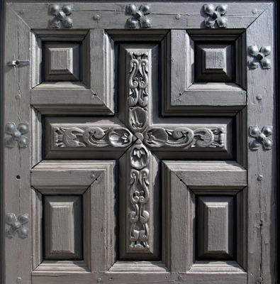 Carved chapel door
