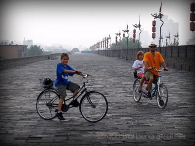 Biking on the Xian city wall.JPG
