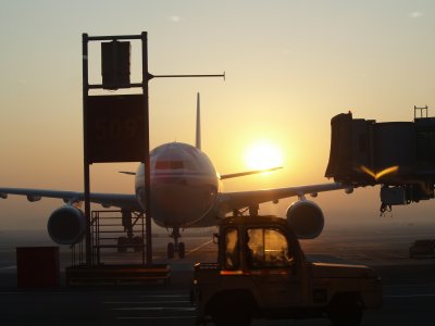 Beijing airport sunrise