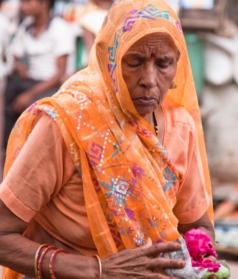 Lady entering the Brahma Temple