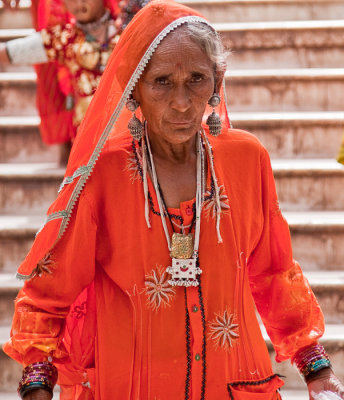 Lady leaving the Brahma Temple
