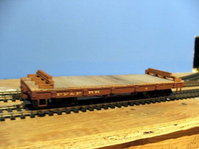 PF&P flatcar #4 with pulpwood load removed.