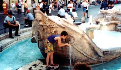 Boy in a Roman fountain