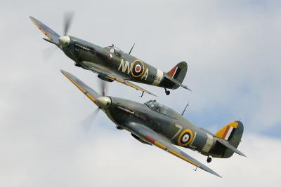 Ninth - Spitfire AR501and Sea Hurricane Z7015 at Old Warden