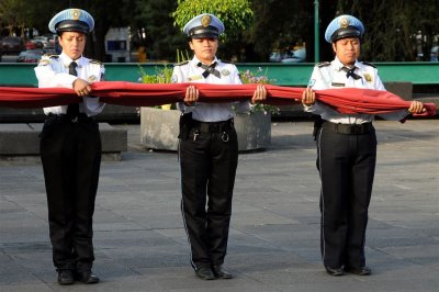 Folding the Flag for the Night, Mexico City