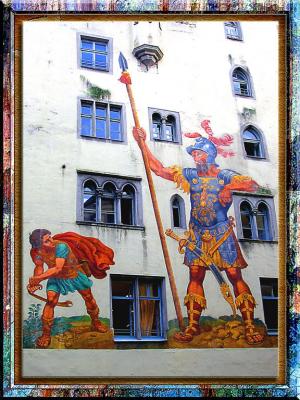 David and Goliath in Regensburg, Bayern