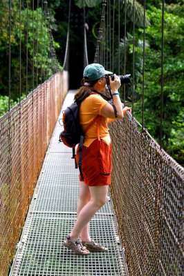 Free Lunch For Mosquitos, Hardworking Photographer On Hanging Bridge