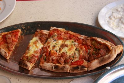 Suleymaniye to Eminonu 28 Pide with Cheddar cheese and meat.jpg