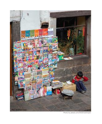 Tending the store, Cusco, Peru