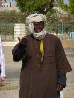 This man, who was outside of the mosque, was trying to get a tip.