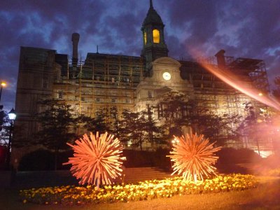 These funky orange sculptures were in front of City Hall.