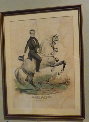 A portrait of a dashing James Polk on his horse.