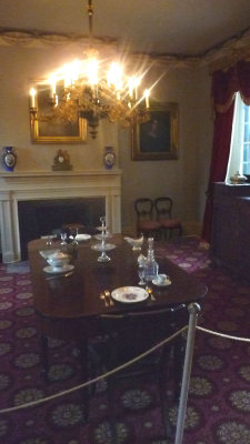 The dining room which has the original china from the White House.
