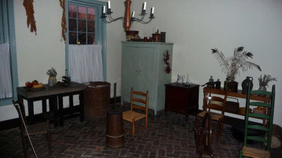 The kitchen's furnishings were typical for that time.