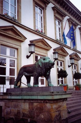 The two bronze lion sculptures which flank the Town Hall's staircase were installed in 1931.