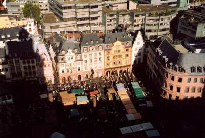 View from the top of Mainz Cathedral. My German friend bribed a priest so he'd let us go to the top.