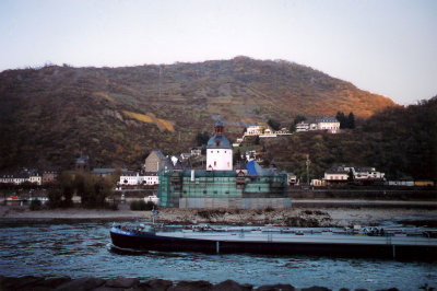 View of a boat on the Rhine River.