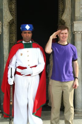 Here I am saluting Mohammed V while I was standing next to the Royal Guard at his mausoleum.