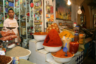 Further down in the Meknès souk was the spice vendor. He yelled at me for taking this picture!