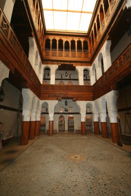 Interior of the courtyard of the Nejjarine Museum of Wood Arts. It is located in a former 16th caravanserai (roadside inn).