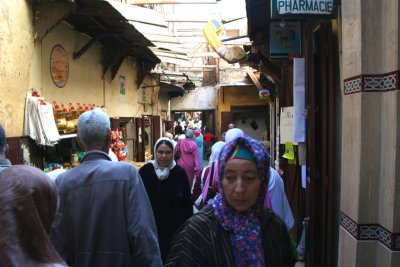 View of people as I walked through the medina.