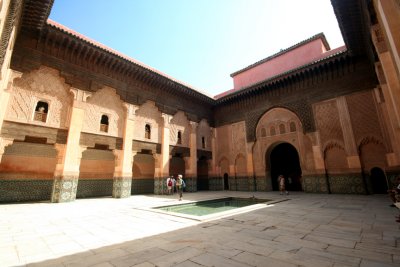 The interior courtyard of the 16th century Medrassa Ben Youssef (a 12 year school for students).