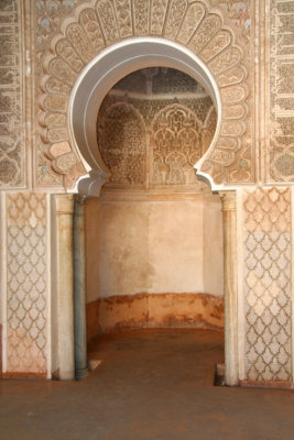 Entrance door to the room of prayer at the medrassa.