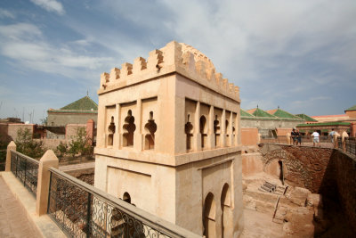 A tower of La Qoubba in Marrakech, which is an elaborate water system and cistern similar to what was used in Roman times.