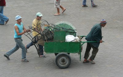 These 2-wheeled carts are used to haul things in the medina.  Thats how I got my suitcases to the riad.