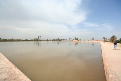 View of the large pool in the Menara Gardens, which is known for its mineral waters.