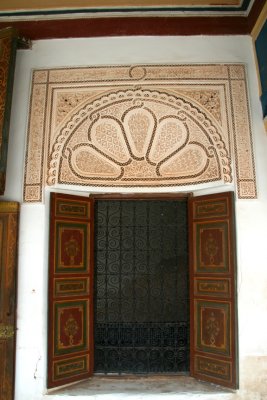 Ornate door off of the courtyard.