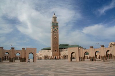 Hassan II Mosque in Casablanca is the largest in Morocco and second largest in the world, after the Masjid al-Haram in Mecca.
