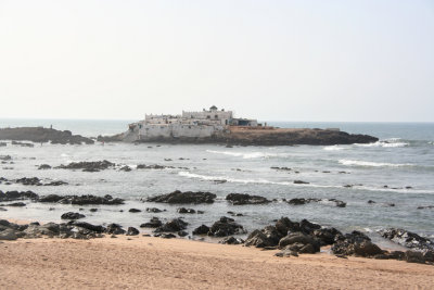 View of the Marabu (tomb) of Sidi Abdherrahman, on a small island off of the corniche of Casablanca.