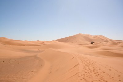 Erg Chebbi is renowned for its great size and height. It is 22 km. long and 5 km. wide and is up to 150 m. high.