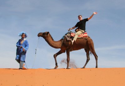 My desert guide and me at Erg Chebbi.  I worried because it was Ramadan, so he was not allowed to drink water on the trek!