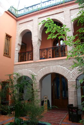 The interior courtyard of Riad Zarca. It is place of calmness and beauty in the heart of noisy and bustling medina.